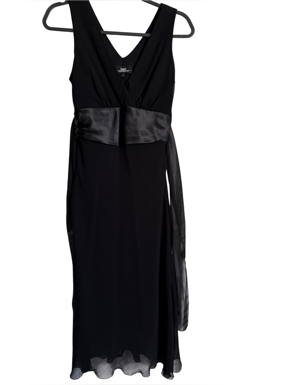Tailor B. Moss Black Sleeveless V-Neck Maxi Dress with Satin Waist Sash